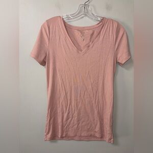 A new day pink basic solid v neck tee minimalist feminine M
